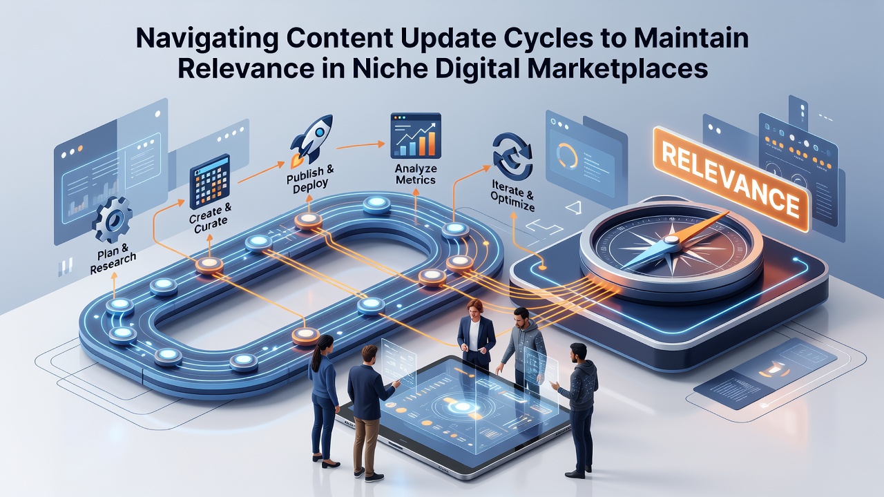 Infographic detailing adaptation strategies for content teams working in specialized online marketplaces